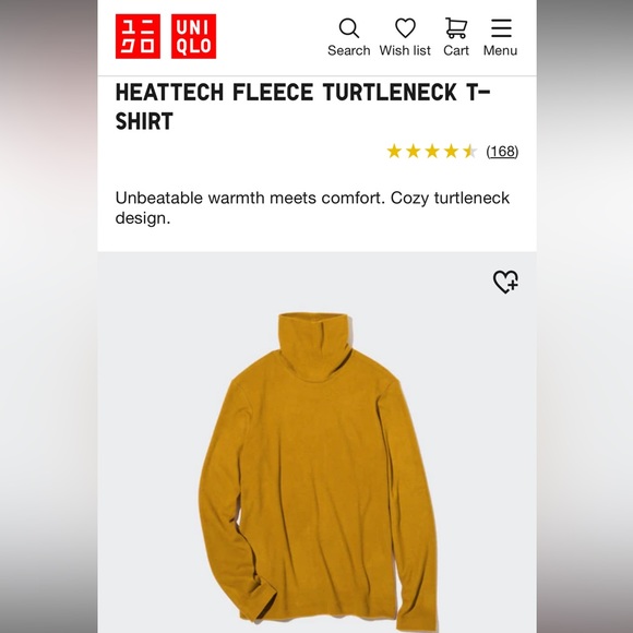 Uniqlo HEATTECH FLEECE TURTLENECK T-SHIRT Medium - Picture 2 of 4